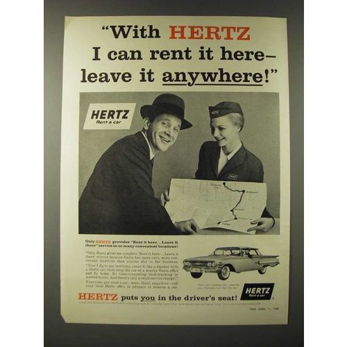 1960 Hertz Rent a Car Ad - With Hertz I can rent it here - leave it anywhere