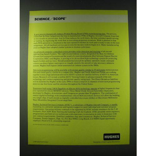 1989 Hughes Aircraft Ad - Printed Wiring Board