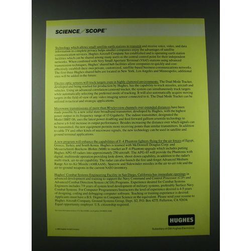 1989 Hughes Aircraft Ad - Satellite Earth Stations