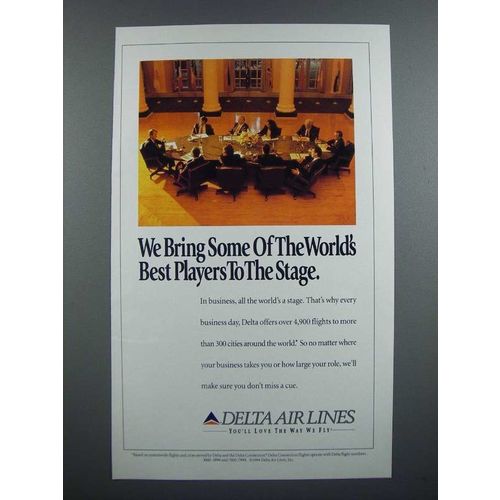 1991 Delta Airlines Ad - World's Best Players to Stage