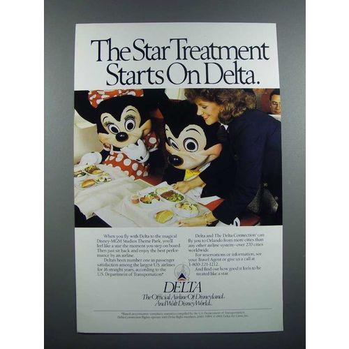 1991 Delta Airlines Ad - Walt Disney Mickey Minnie
