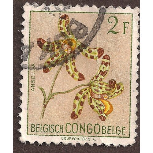 BELGIAN CONGO, FLOWER, Ansellia, beige 1952, 2 Fr