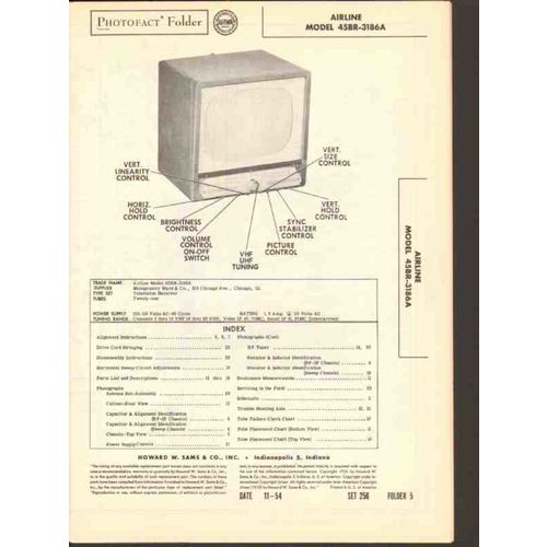 AIRLINE model 45BR-3186A TV television receiver Sams Photofact manual