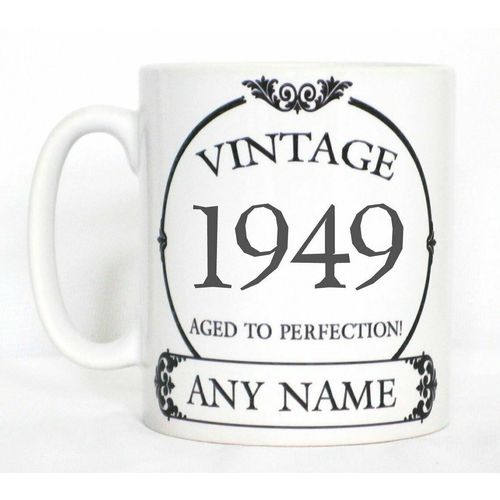Vintage 1940s Aged To Perfection Mug PERSONALISED Wine Label Birthday Year Gift
