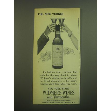 1945 Widmer's Wine Ad - It's holiday time