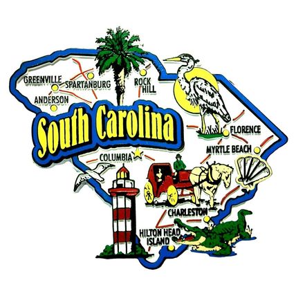 South Carolina Jumbo State Map Fridge Magnet