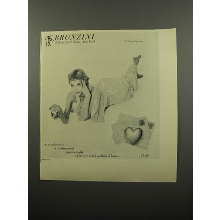 1950 Bronzini Valentine Paperweight Advertisement - photo by John Rawlings