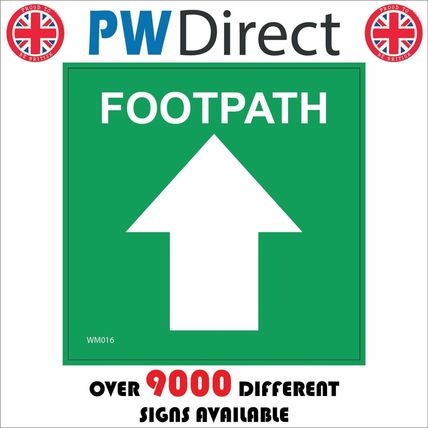 WM016 FOOTPATH UP ARROW SIGN WALKS WAYMARKER GREEN WHITE DIRECTION ROUTE AHEAD