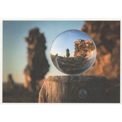 Giant Marble Magnifying Glass Toy Ball in Canyon Rocks German Postcard