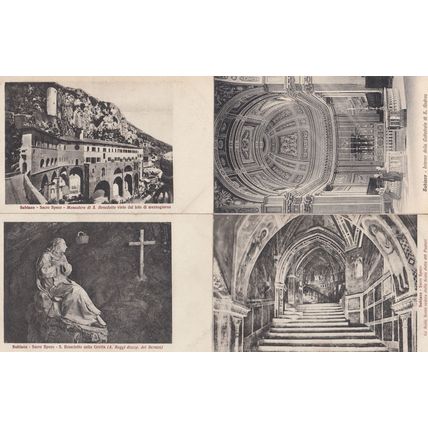Subiaco Sacro Speco Monastry etc 4x Italian Religious Old Postcard s