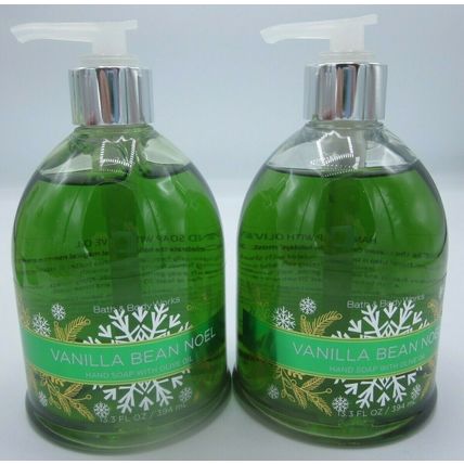 2 Bath & Body Works shea butter Olive Oil Hand Soap 13.3 oz Vanilla Bean Noel