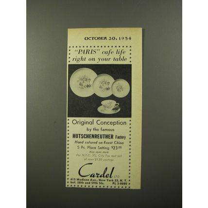 1954 Cardel Ltd Hutschenreuther China Ad - Paris caf life right on your table