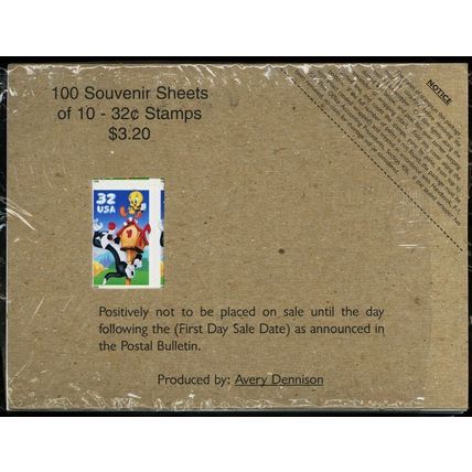 3205 Imperforate Sylvester/Tweety Bird Pad of 100 Panes Cat $1250.00 Stuart Katz
