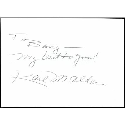 KARL MALDEN, AUTOGRAPH on 3 1/2" x 5" Piece! Streets...San Francisco,