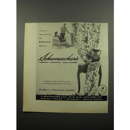 1955 Schumacher's Fabric, Carpets and Wallpapers Advertisement