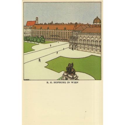 KK Hofburg Statue Wien Austria Square Painting Postcard