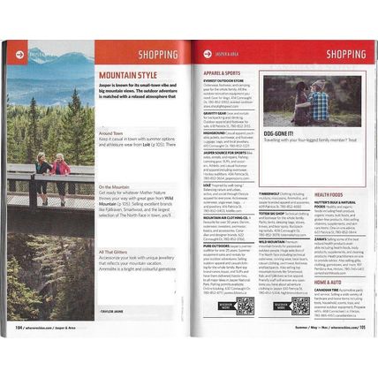 WHERE Canadian Rockies Travel Guide Summer 2002 Sights Attractions Shopping