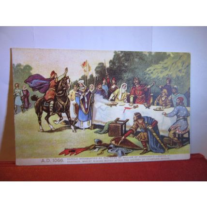 KING HAROLD, BATTLE OF HASTINGS. unused antique postcard by Ben Johnson & Co #