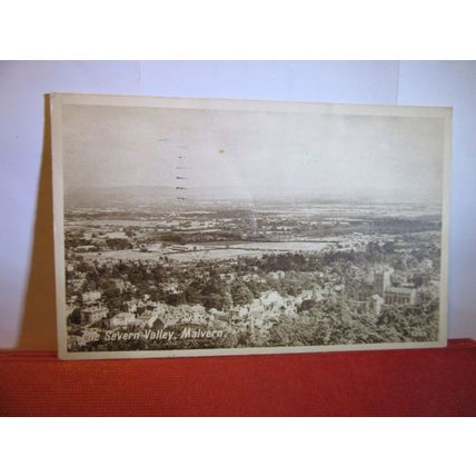 THE SEVERN VALLEY, MALVERN, WORCESTERSHIRE used vintage postcard c. 1950 pm #