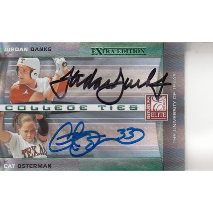 JORDAN DANKS & CAT OSTERMAN 2008 AUTOGRAPHED TEXAS BASEBALL MEN & WOMEN CHAMPION