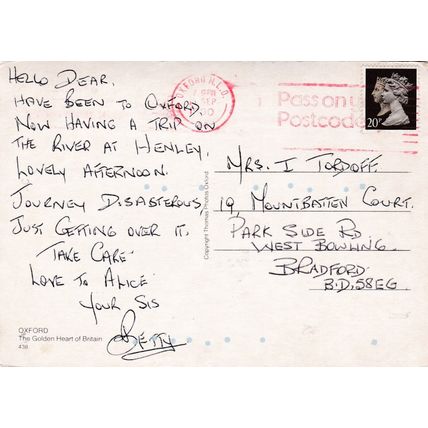 Oxford Multiview Postcard posted 1990 creased