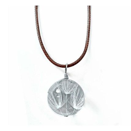 Fashion Glass Necklace Ball Pendant Wish Real Chain Dandelion Flower Wishing