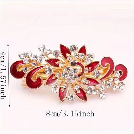 Bohemian Style Rhinestone Decor Hair Clip Minimalist Elegant French Barrette