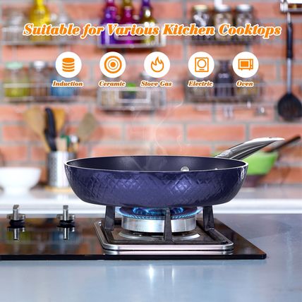 3D Sets Non Stick 3 Pieces Blue Diamond Cookware Less Oil