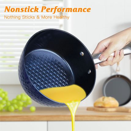 3D Sets Non Stick 3 Pieces Blue Diamond Cookware Less Oil