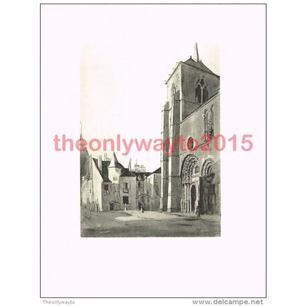Avallon, Place Saint Lazare, France, Book Illustration (Print), c1925