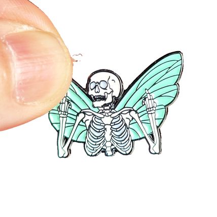 Skeleton Fairy Gothic Pin Badge 2.5 cm x 2 cm Biker Emo Rubber Safety Back BA46