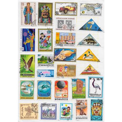 MONGOLIA COLLECTION CANCELLED CULTURE BIRDS WHALES BALLOON SPORT 27 STAMPS ON