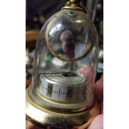 Rare Bird In Clear Domed Cage Thermometer Circa 1920's France Authentic Antique