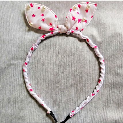 Hairband hoop head flowers Hair Band bow hear small medium pink stars pearl