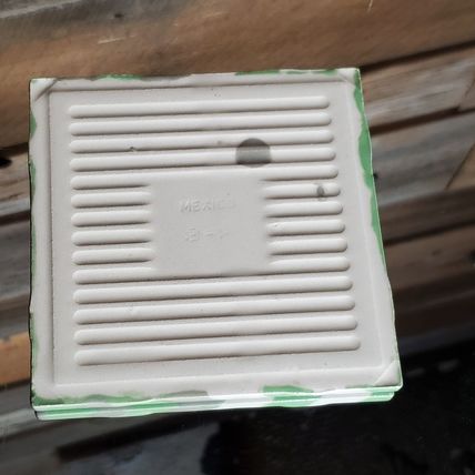 Chevron Kitchen Tile - 4x4 - Mint Green Gray, white.