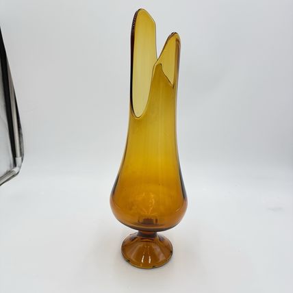 MCM LE Smith Swung Amber 15” Art Glass Vase