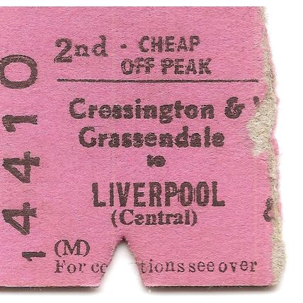 B.R.B. Edmondson Ticket - Cressington & Grassendale to Liverpool Central