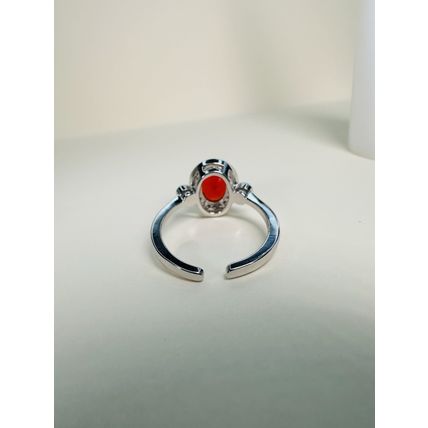 Bomb Party Womens/Kids Adjustable RBP Red Oval Ring Sz 4 or 5 Rhodium Pl
