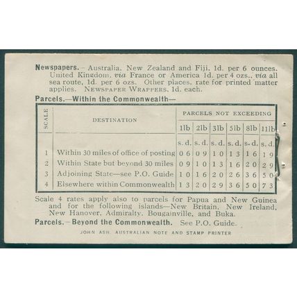 Australia 1935 2s booklet with 2d red SG127w x12 SGSB26b unused