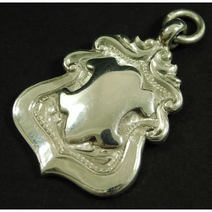 Vintage Solid Silver Pocket Watch Chain Medal Fob 1925 By Tiptaft Unengraved