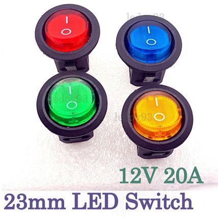 Round Rocker Switch 12V 20A ON/OFF LED illuminated Car Dashboard Dash Boat Van