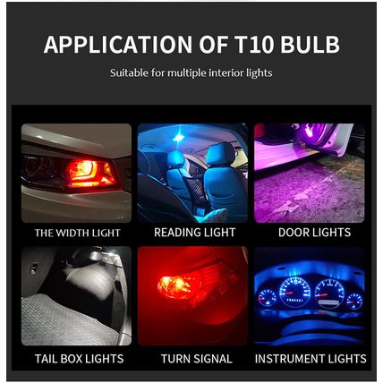 2 x T10 CAR 501 LED SIDE LIGHT BULBS 1 COB SMD W5W BULB Blue Pink Green White