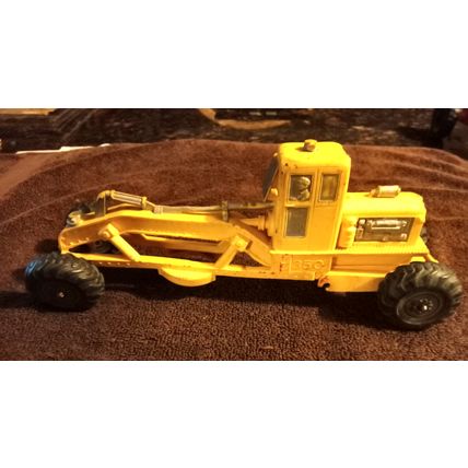 Old Vintage Auburn Rubber Co Yellow Road Grader # 350 10 1/4" long 1950s