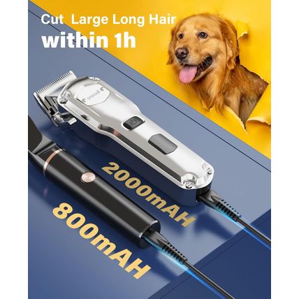 Oneisall Dog Grooming Kit for Heavy Thick Hair&Coats/Low Noise Rechargeable Cord
