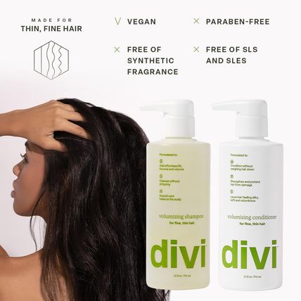 Divi Volumizing Shampoo and Conditioner Set for Women and Men - Lightweight Hair