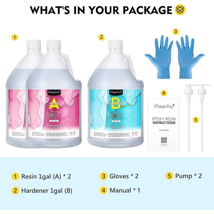 Magicfly Deep Pour Epoxy Resin 3 Gallon Kit with Pump for 2-4" Depths, Art Casti