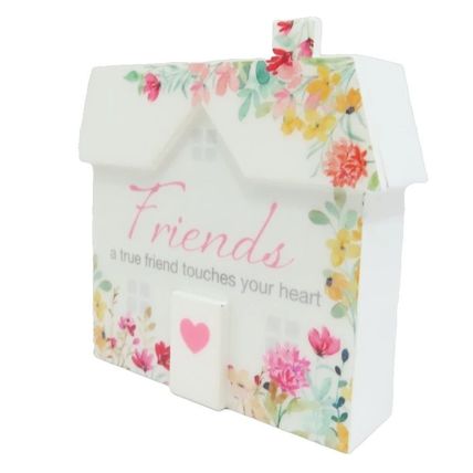 Friends Freestanding Ornament A True Friend Touches Your Heart House Shaped 10CM