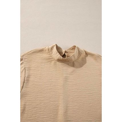Parchment Swiss Dot Balloon Sleeve Loose Blouse