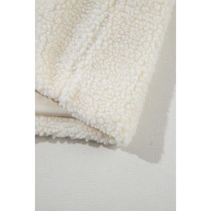 Beige Fleece Zip Up Drawstring Hooded Pocketed Jacket