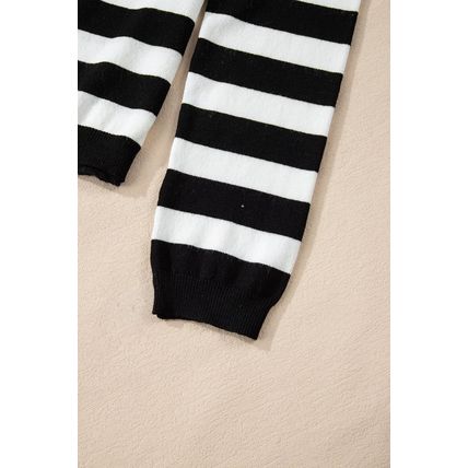 Black Stripe Slim Fit High Neck Knit Sweater